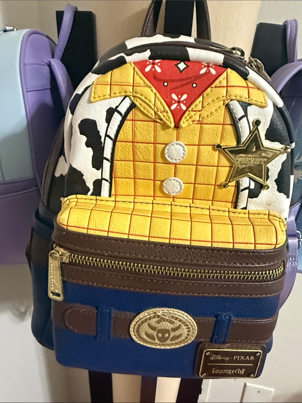 Loungefly Toy Story Woody Mini Backpack - Yellow, Blue, Brown, Black, White, Red